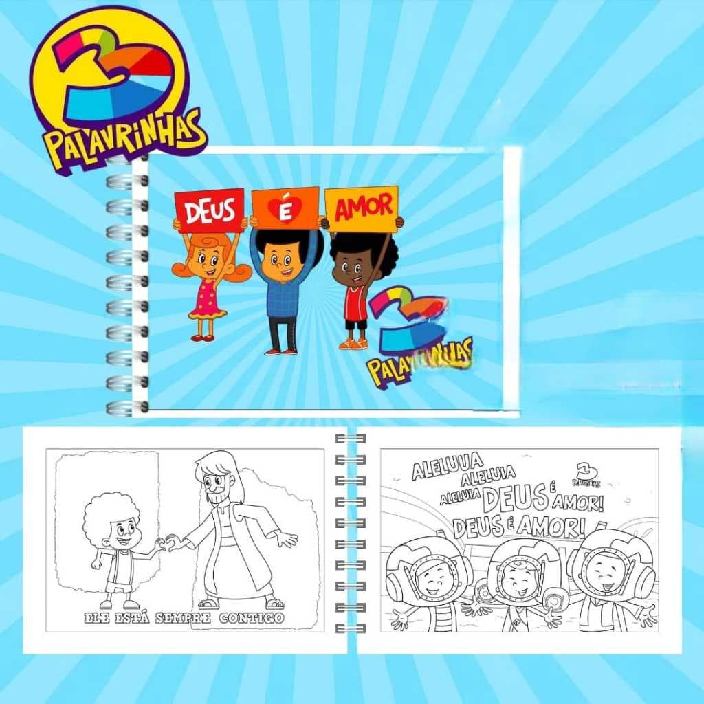 Livro de Colorir 3 Palavrinhas: Atividades Bíblicas e Educativas para Crianças Cristãs - Presente Evangélico Infantil