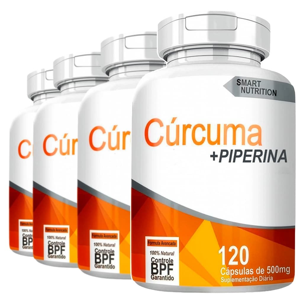 4x Curcumina c/ P.epper 500mg 120caps Extratos Naturais Compostos Concentrados