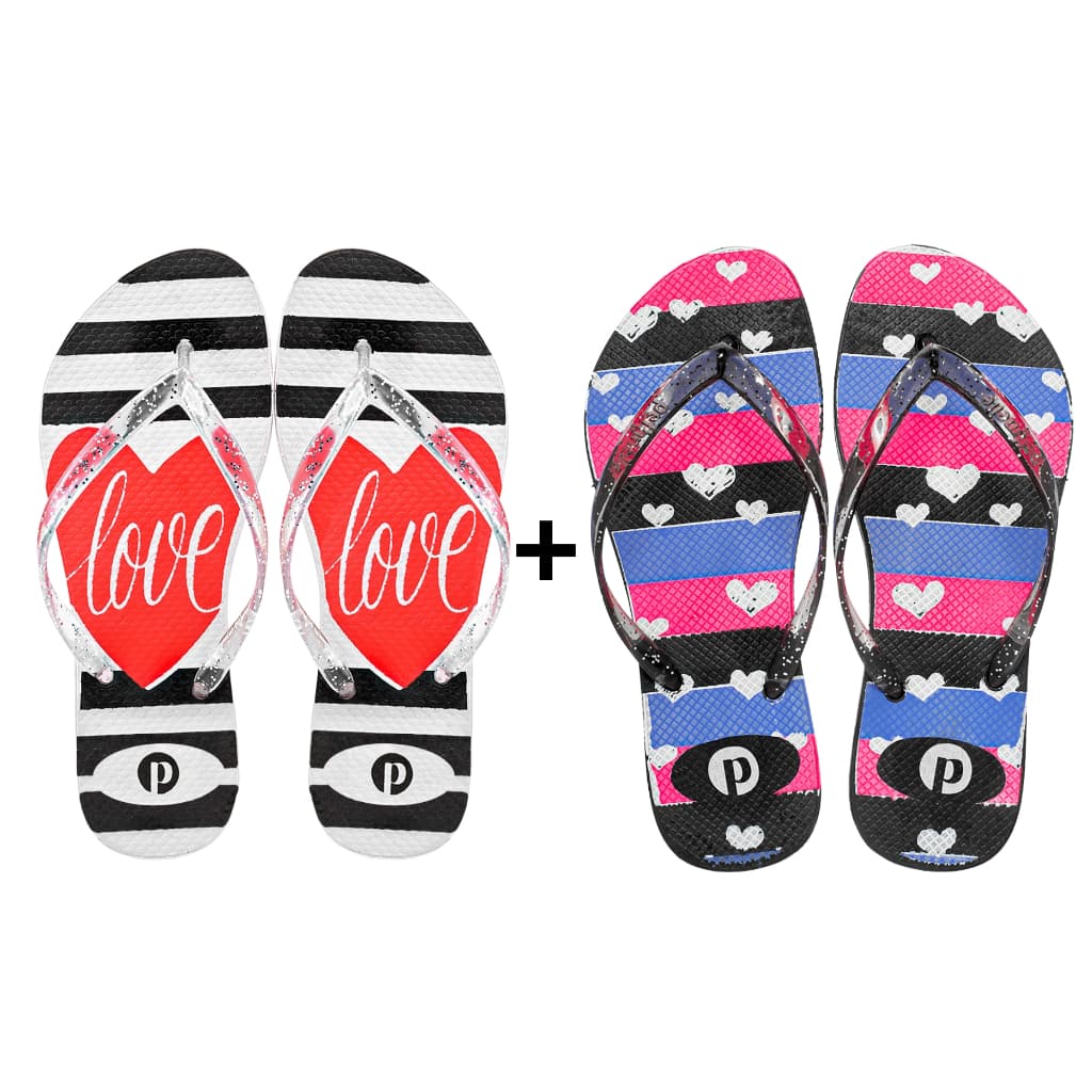 Kit Chinelo Feminino Amor Macio Love Fé Gratidão