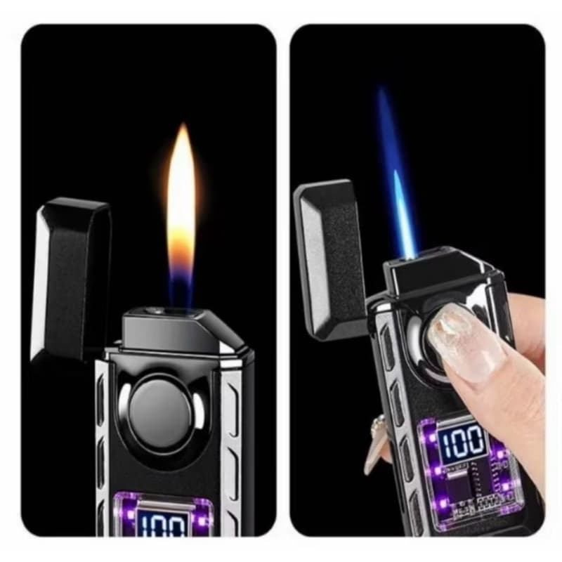 Acendedor Chama Dupla 2 em 1 Maçaric + Chama Tradicional Acendimento Por Voz Com Led Digital (VAI VAZIO)