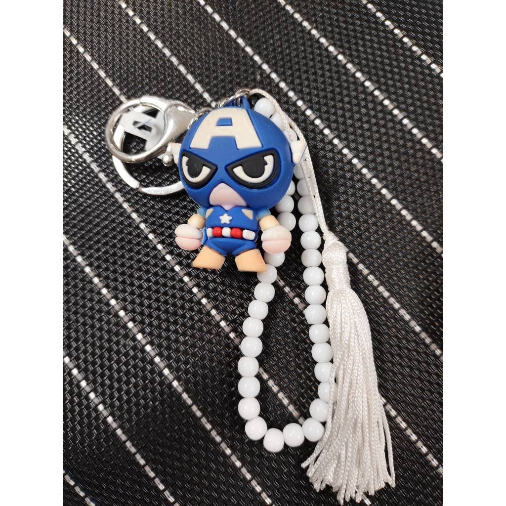 CHAVEIRO EMBORRACHADO SUPER HEROIS COM TASSEL E BOLINHAS
