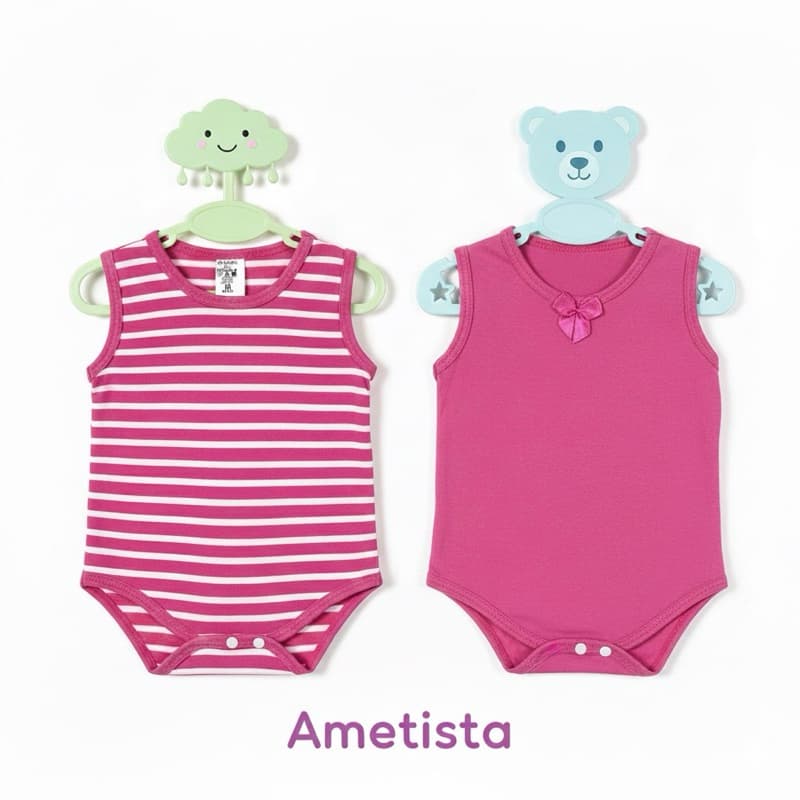 Kit Body Bebê Algodão Listras Camisetinha Alça Larga Moda Infantil Bori Menina
