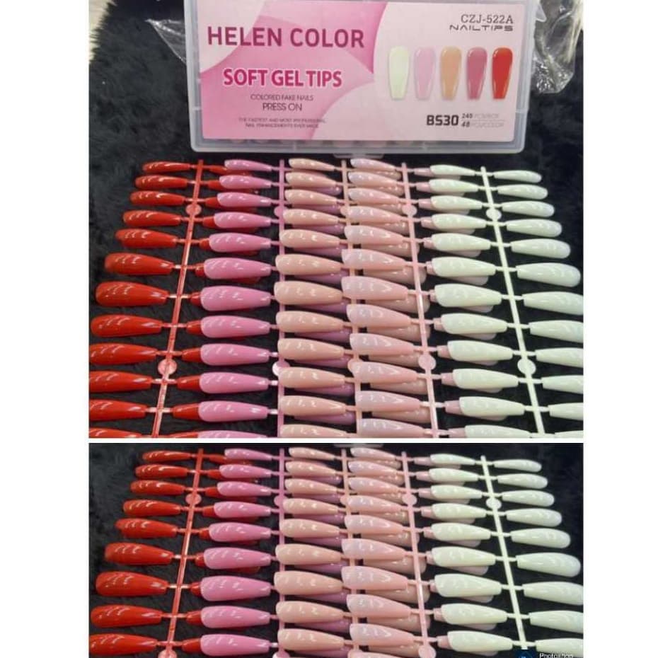 Kit 240 Unhas Soft Gel  Alongamento 5 Cores Colors Helen Color Lançamento