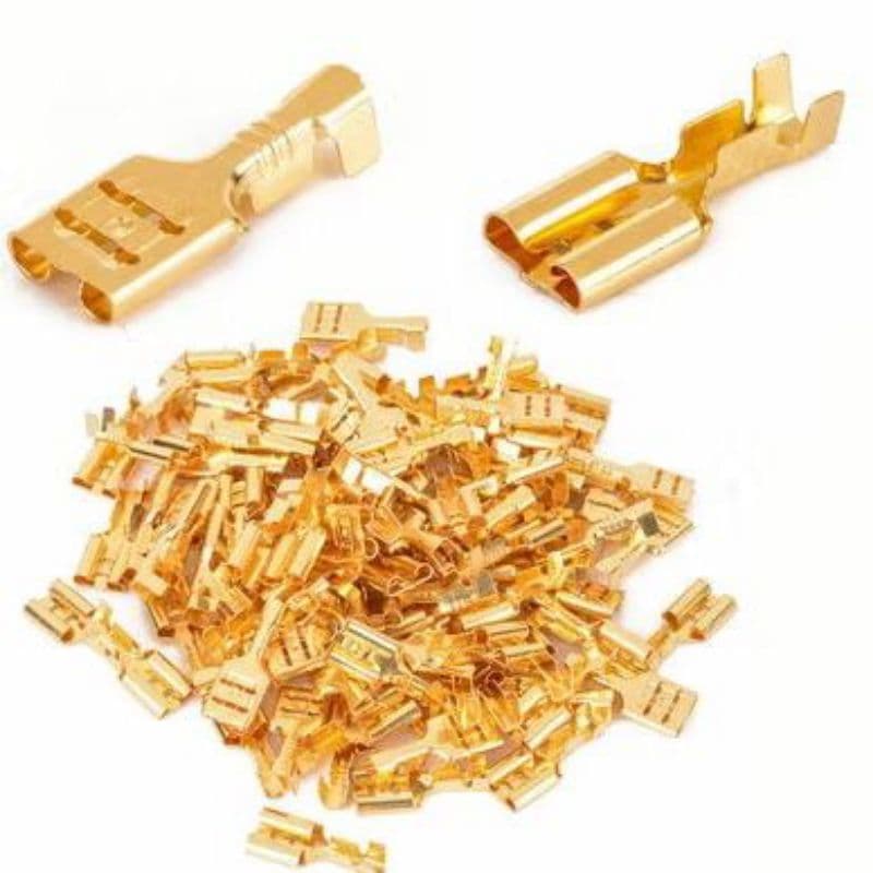 Terminal Faston Fêmea de Encaixe 6,3mm 10 Unidades Conector Elétrico Rápido para Fios