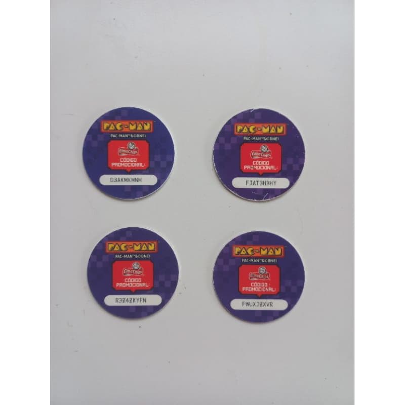 kit 4 Tazos da Elma Chips, personagem Pac-Man