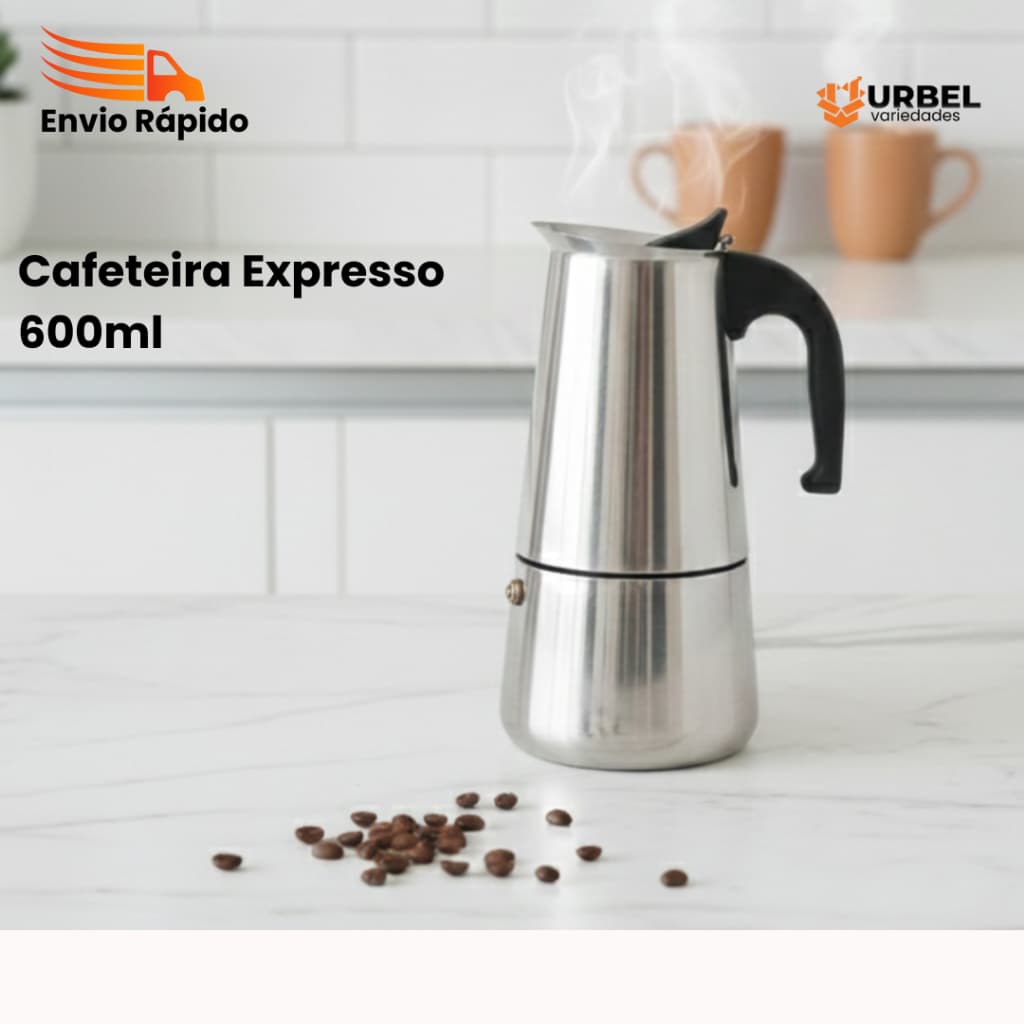 Cafeteira Italiana Aço Inox 450ml 600ml Expresso Design Moderno