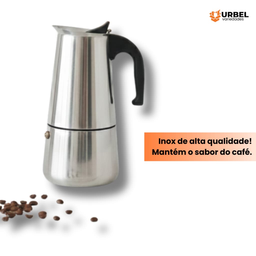 Cafeteira Italiana Aço Inox 200ml 300ml Expresso Design Moderno