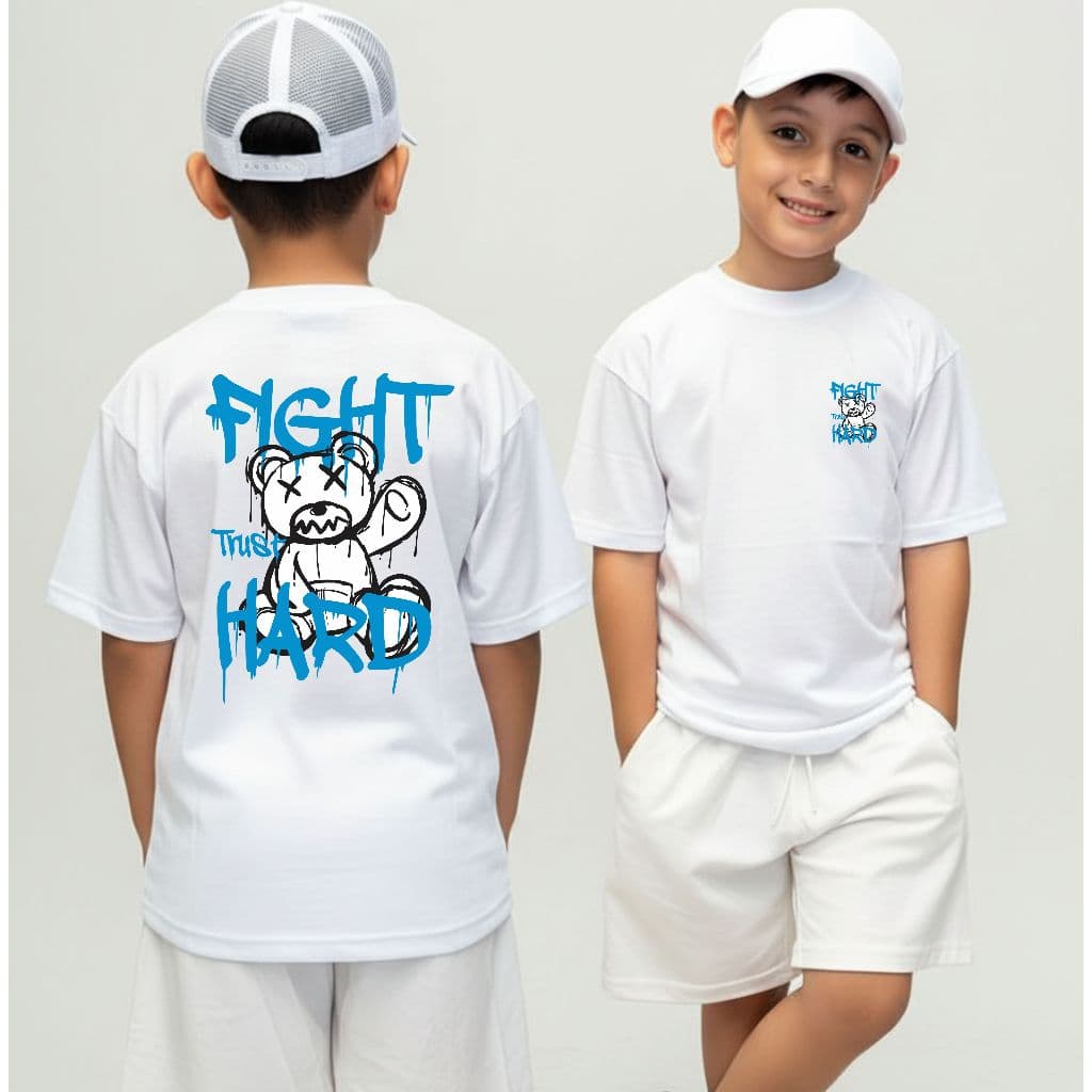Camiseta Infantil Streetwear Malha 30.1 100% Algodão Camisa Estilosa Juvenil Fight