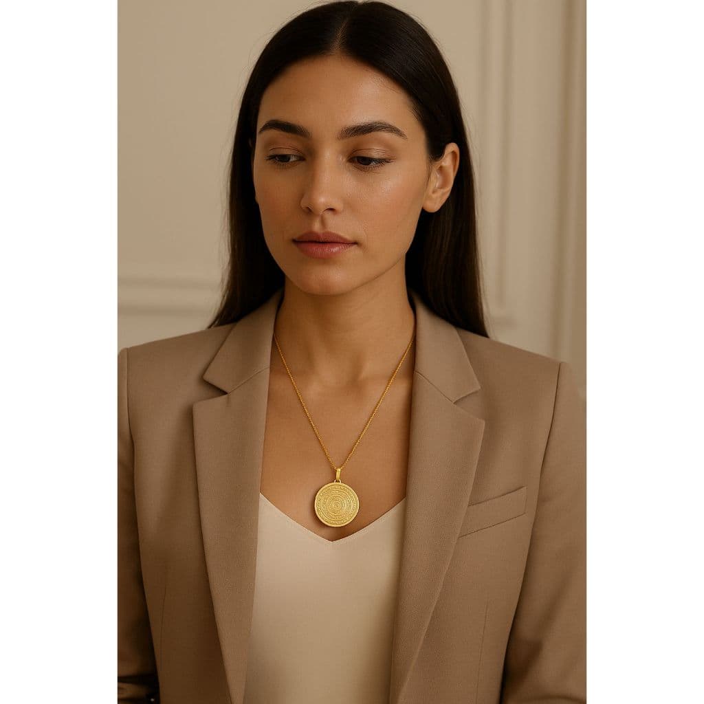 Colar Feminino Medalha Oração Pai Nosso Folheado Ouro