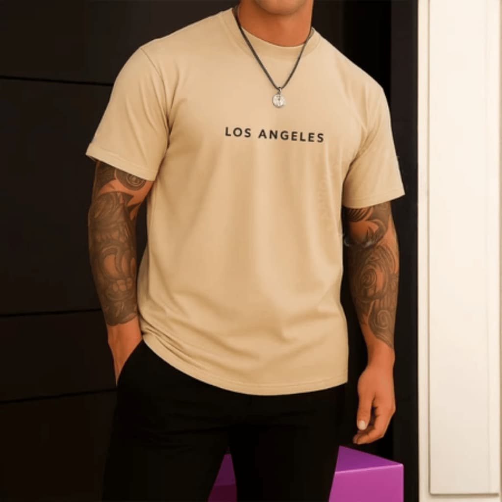 Camiseta T-Shirt Masculina Los Angeles Urban Camisa 100% Algodão 30.1 street style Hollywood