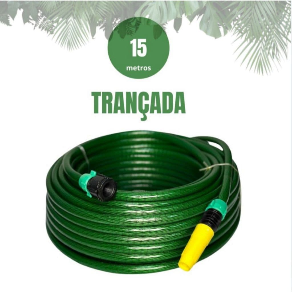 mangueira de jardim pvc anti-dobras resistente reforçada esguicho lavagem limpeza 15 metros