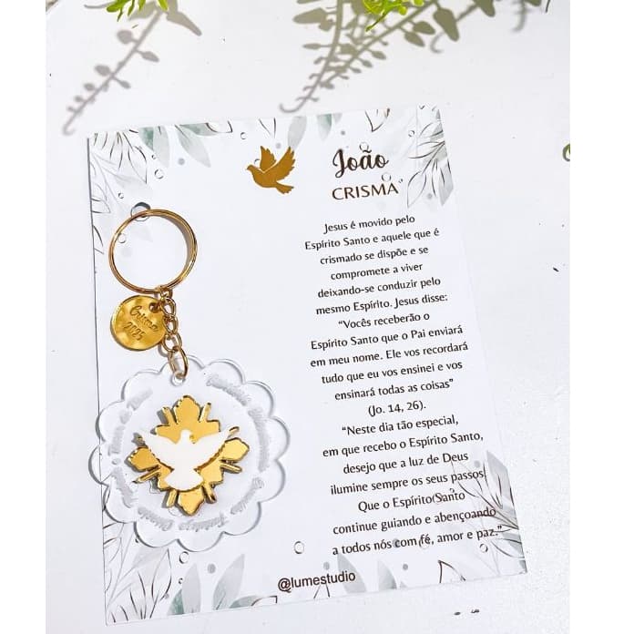 Kit Chaveiro Crisma Batismo Euscaristia Personalizado Com Nome + Cartão Lembracinha