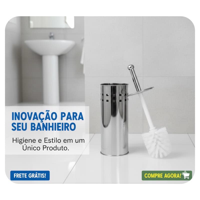 Escova Sanitária Vaso Limpeza Higienização Em Aço Inox C/ Suporte