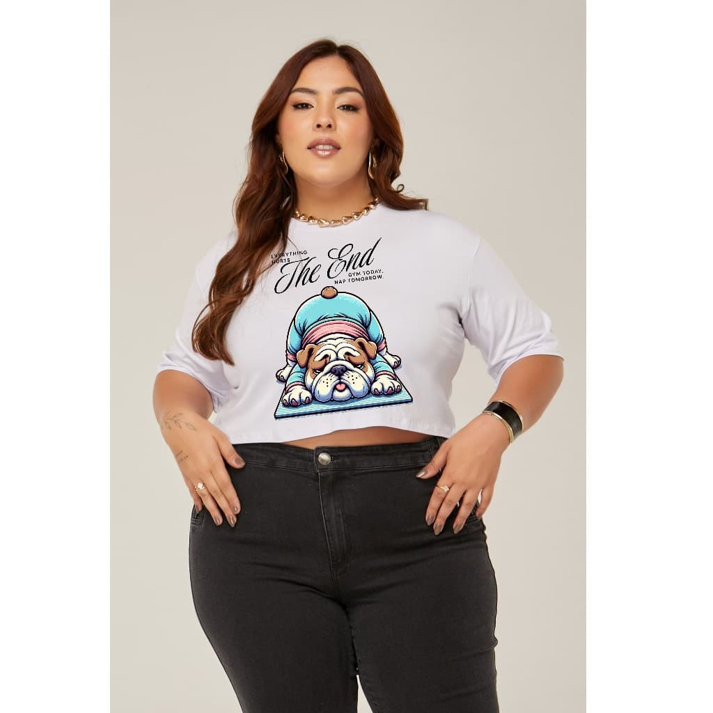 Cropped Oversize Feminina Candy Color - Bulldog Fitness - Viscolycra Estampada - Maria Corina
