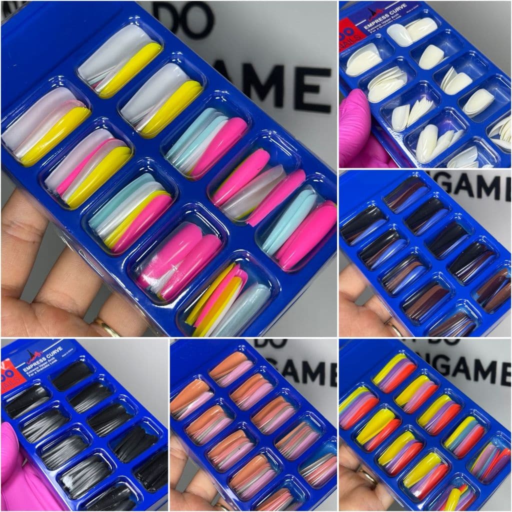 Kit 100 Unidades De Unha Postiça realista varias cores e almond amendoada branca