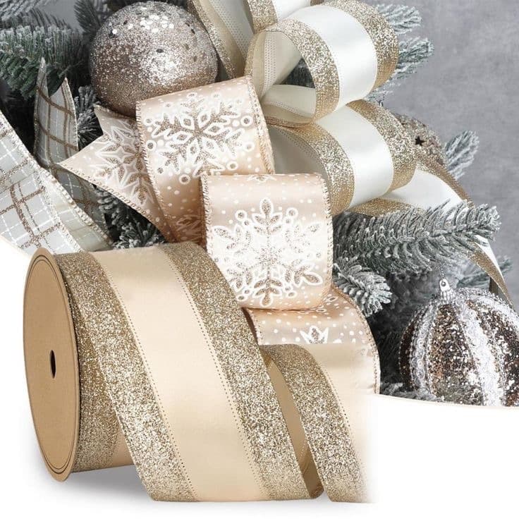 Fita Aramada Natalina Decorativa 6,3cm x 2,7m - Laços Enfeite Árvore Natal