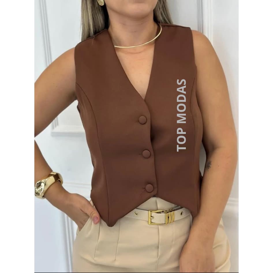 Coletinho Social Feminino Elegante –C/ Botão Encapado Feminino