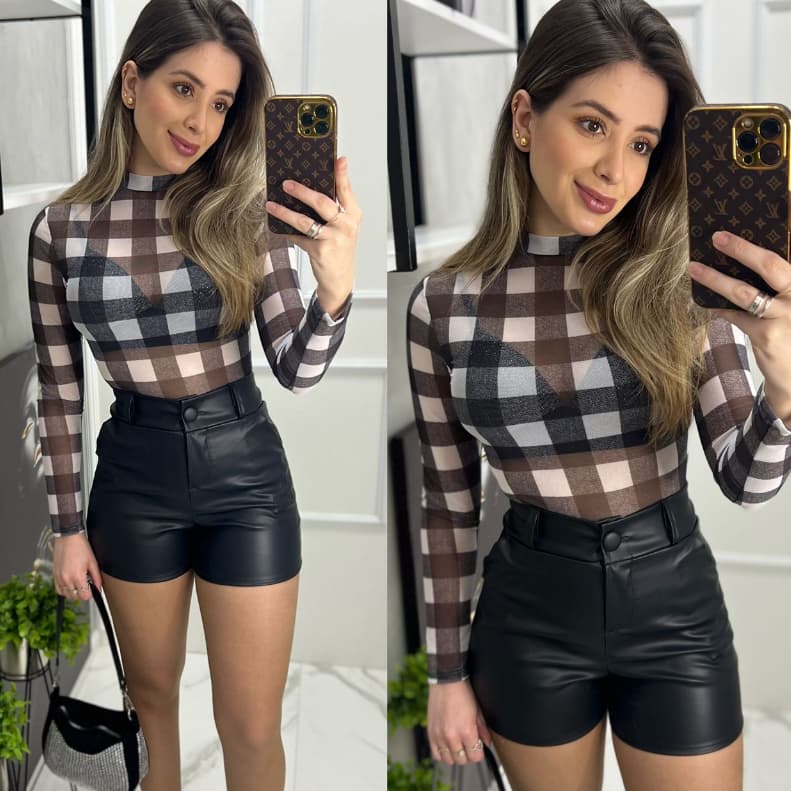 Body Tule Feminino Blogueiras Tendência Manga Longa Transparente Bori Tuli