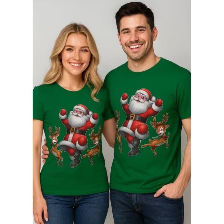 kit 2 Camisetas, camisetas estampada papai noel tendência família  camiseta natal camiseta papai noel natal