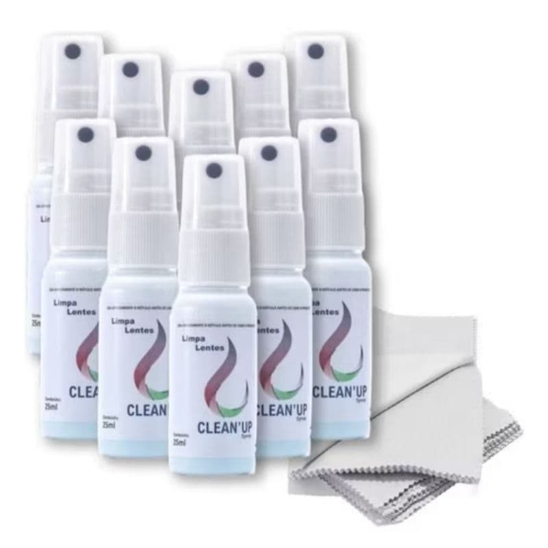 kit com 10 unidade spray limpa lentes