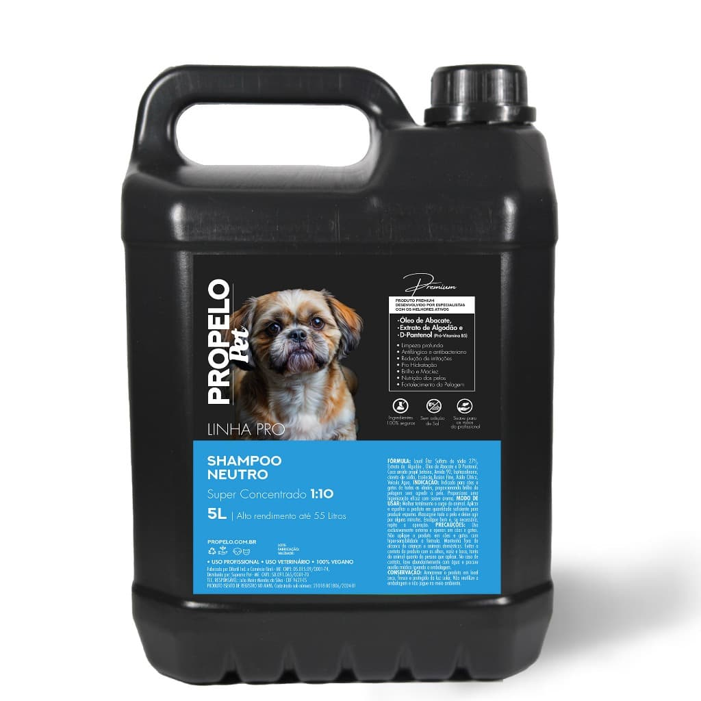 SHAMPOO PET Neutro c/ Nutrientes Cheiroso e Concentrado 5L 1:10