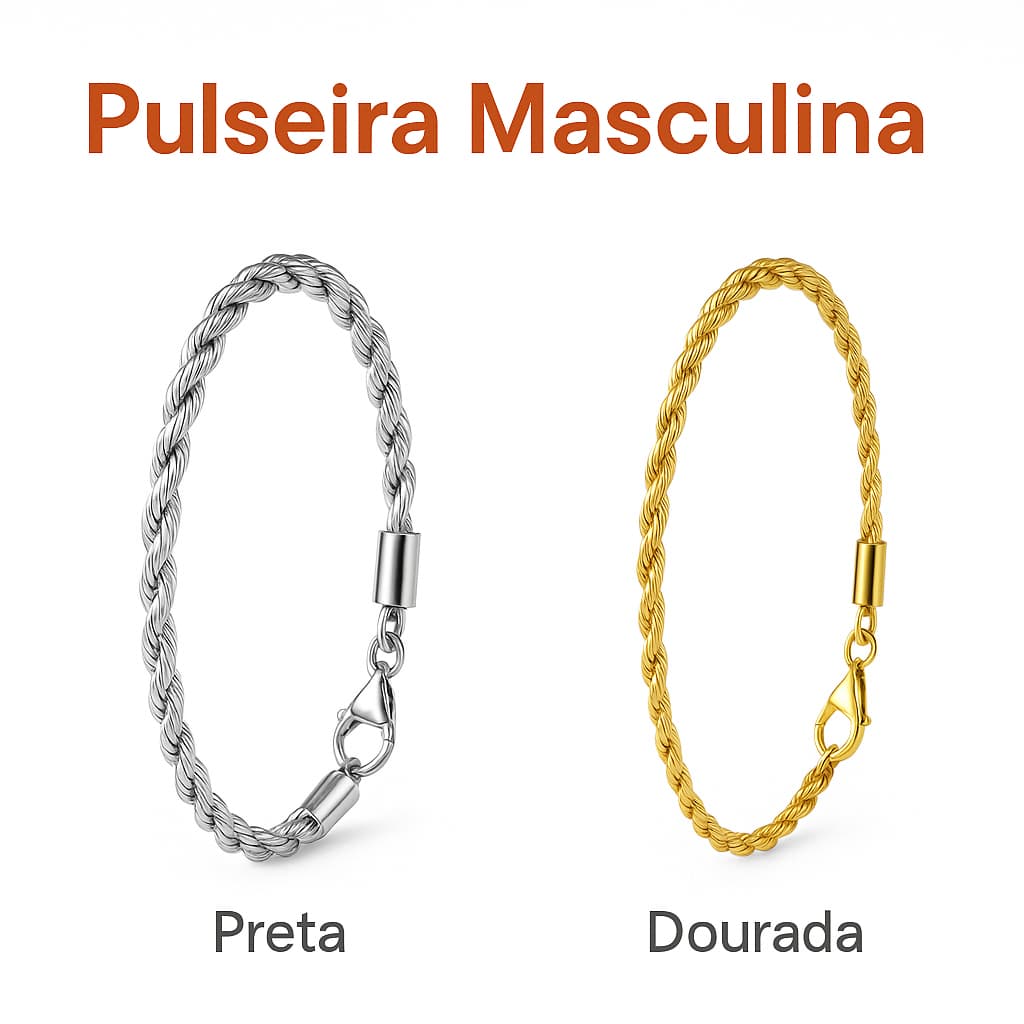 Pulseira trançada aço inoxidável prata ouro Revestimento PVD  homens presente cordão baiano