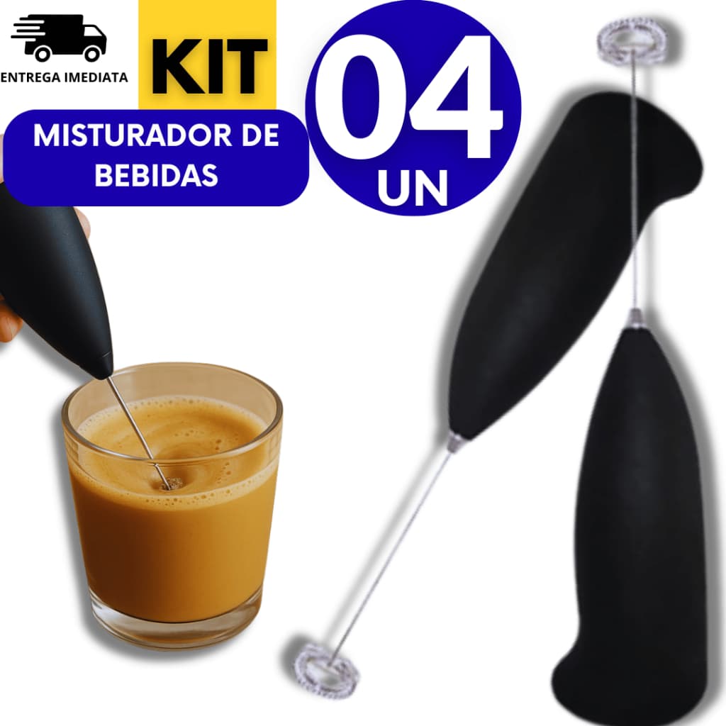 Kit Misturador de Bebidas 04 Unidades Mini Mexer de Bebidas Portátil Ideal Para Bares Cozinhas Resistencia e Qualidade