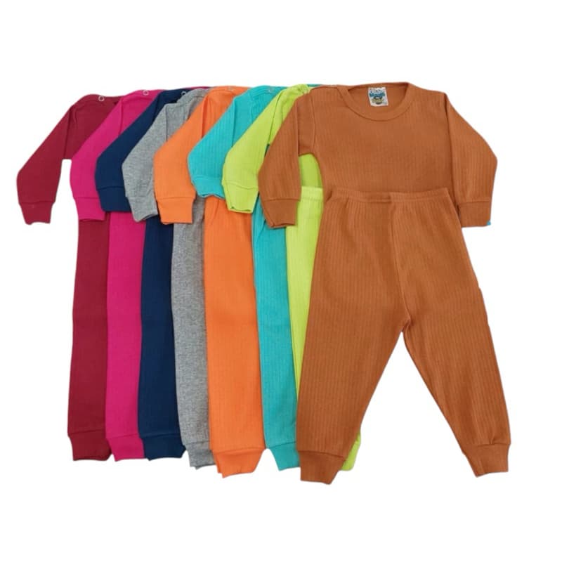 Kit Conjunto Body e Calça Bebê Malha Canelada Color Premium Algodão Infantil Menino e Menina Inverno