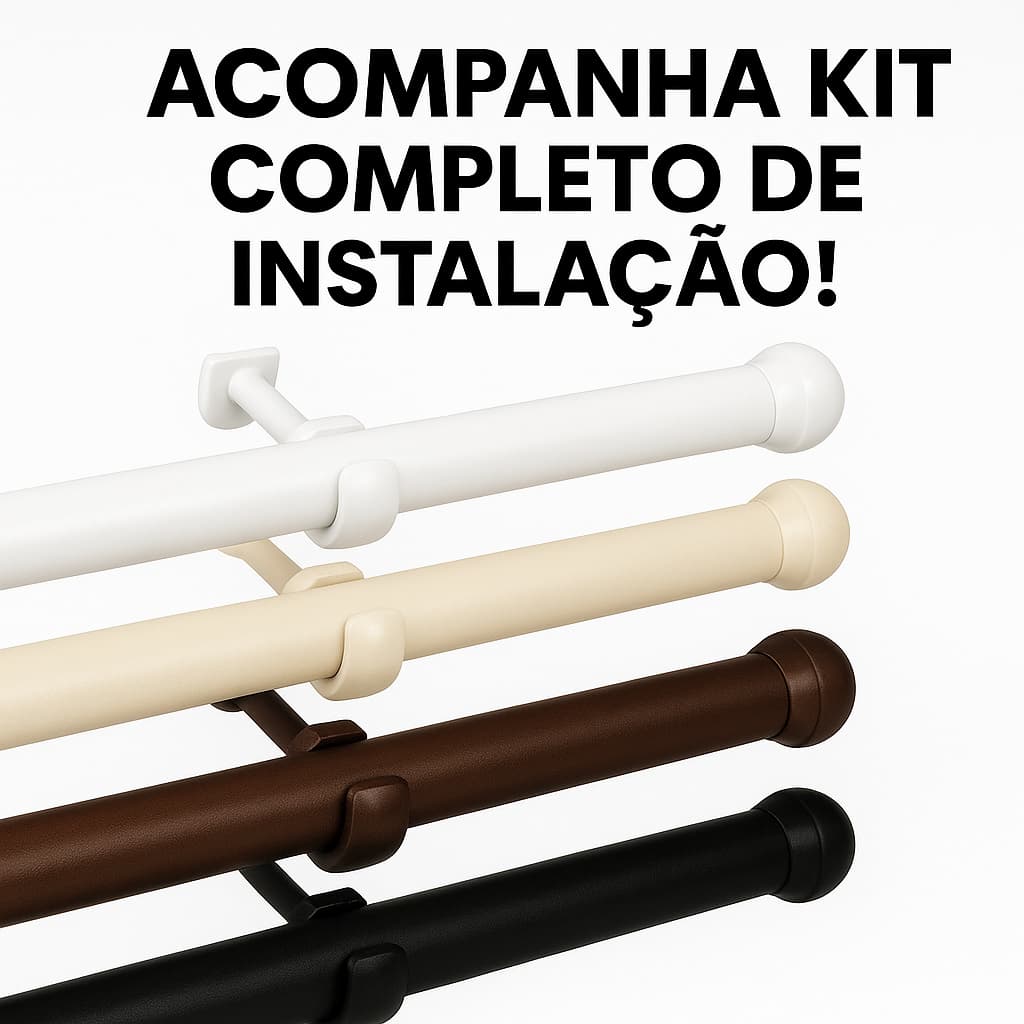 Varão para Cortina em Madeira 2,00 m x 19 mm – Completo – Várias Cores – Envio Full