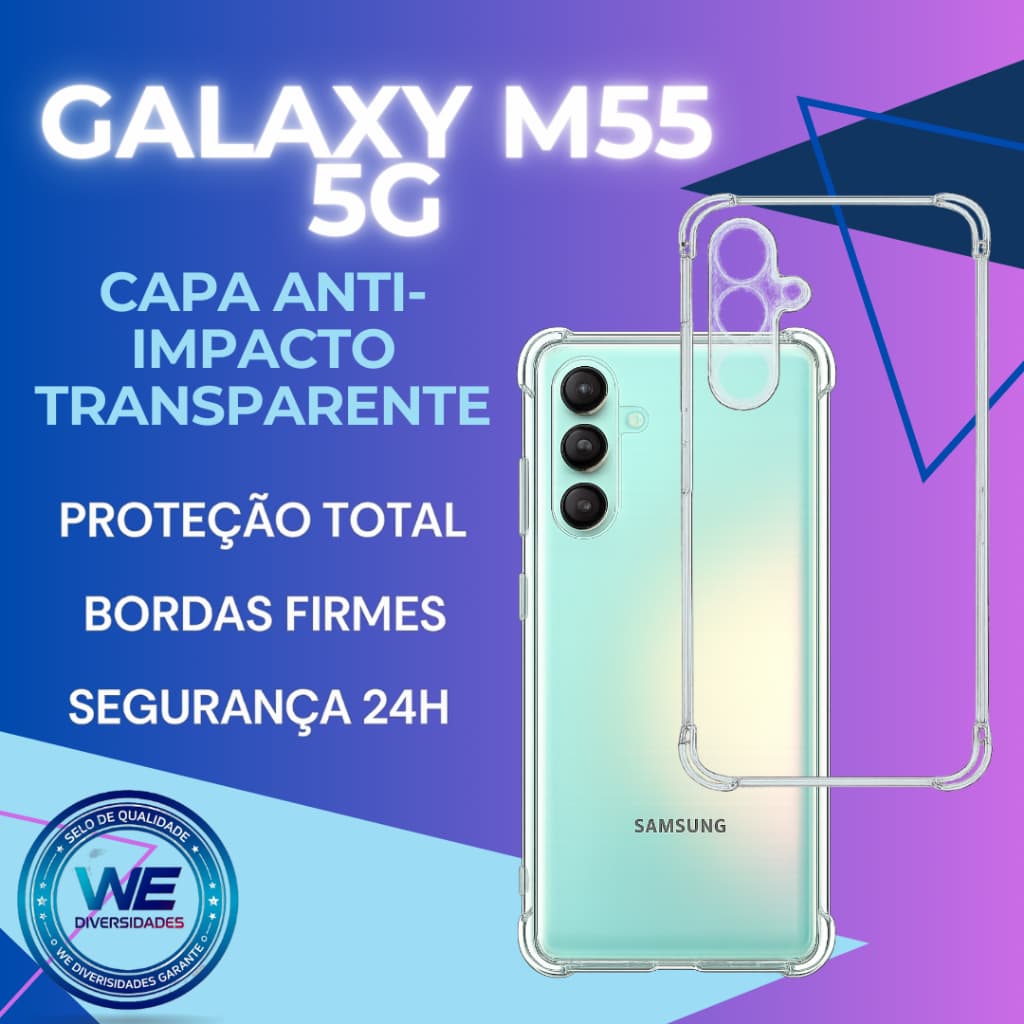 Samsung Galaxy M55 5G Capa Anti-Impacto Transparente Reforçada