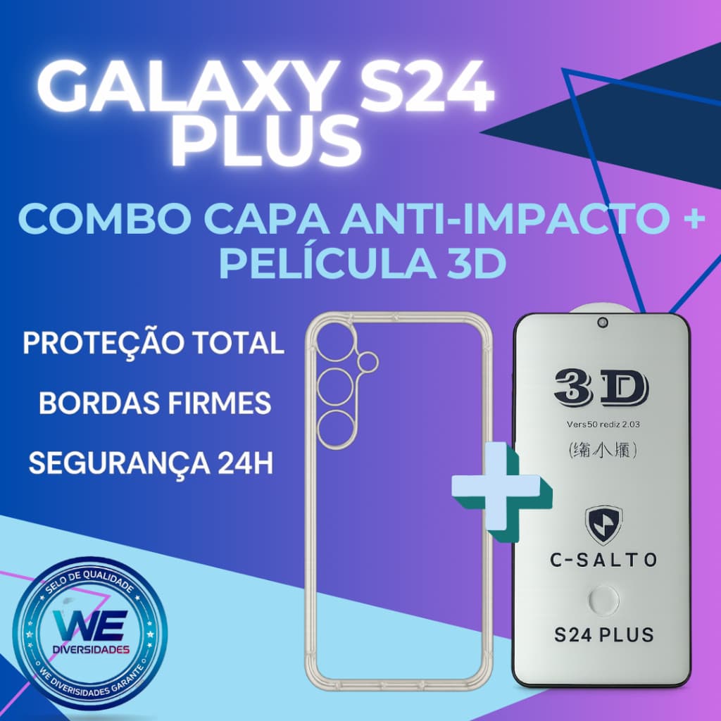 Samsung Galaxy S24 Plus Kit Capa Anti-Impacto + Película 3D