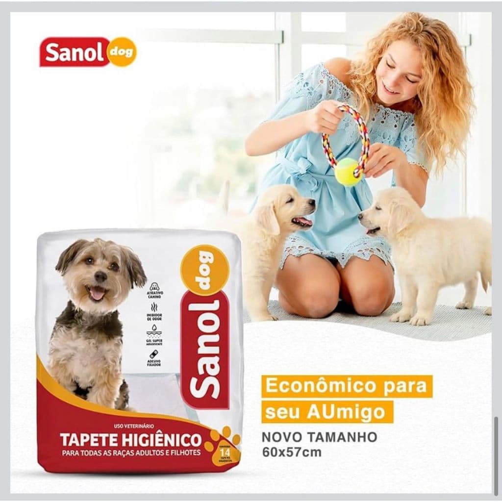 Tapete Higiênico Sanol P/ Cães 14 Unidades Super Absorvente 60x57