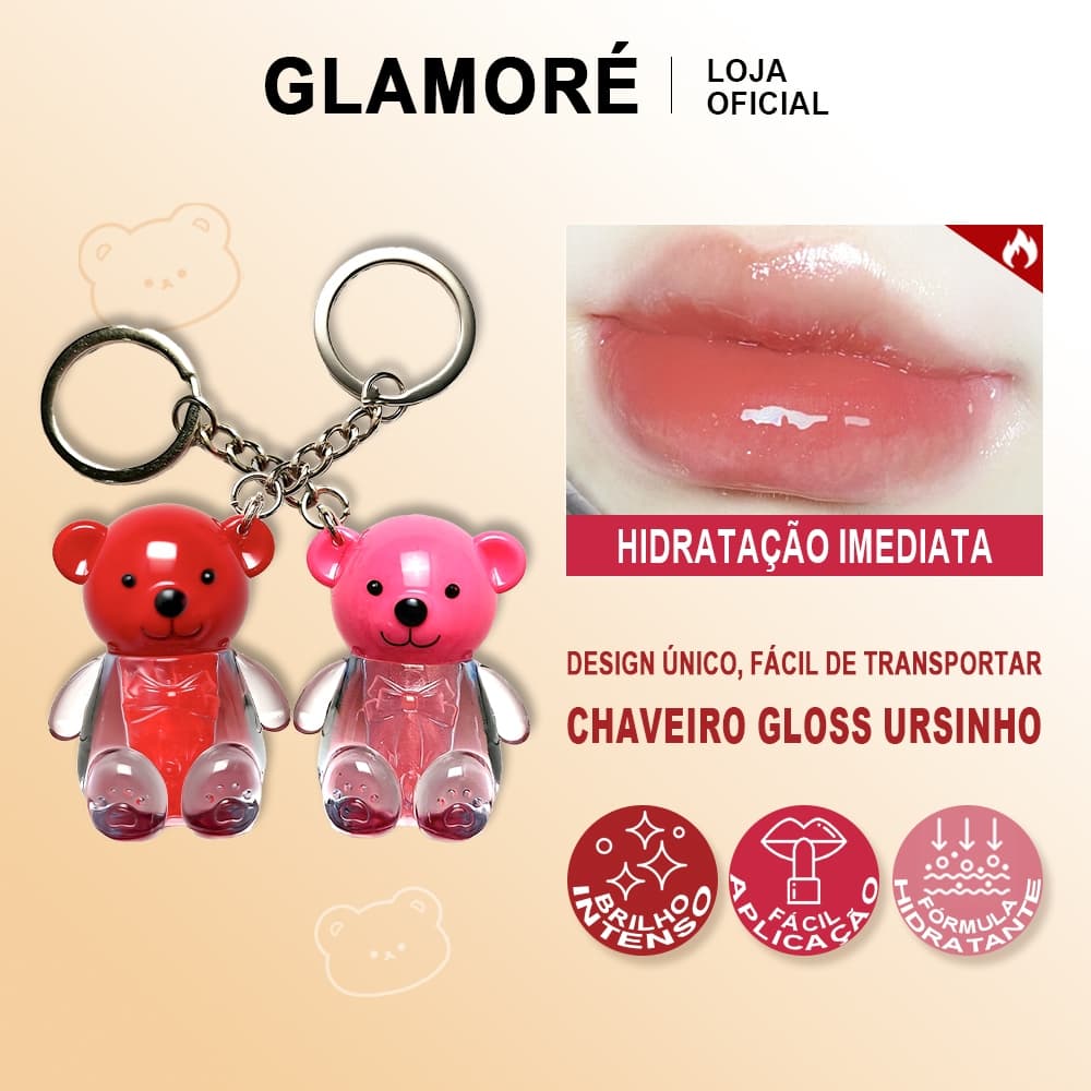 Lip Gloss Ursinho Miss Romantic – 6 Cores Lindas – Brilho Suave