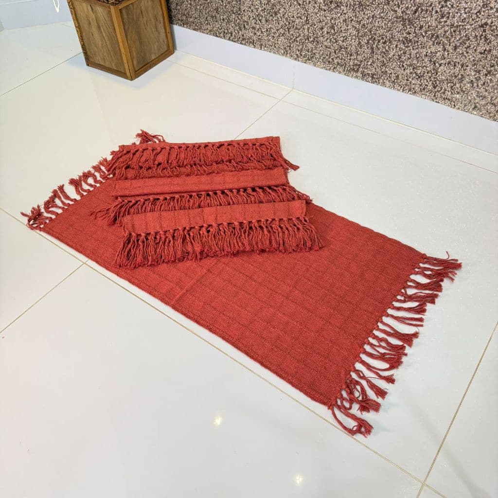 Kit de Tapetes Decorativos com Franjas – Elegância e Conforto para sua Casa! 2 ou 4 Unidades