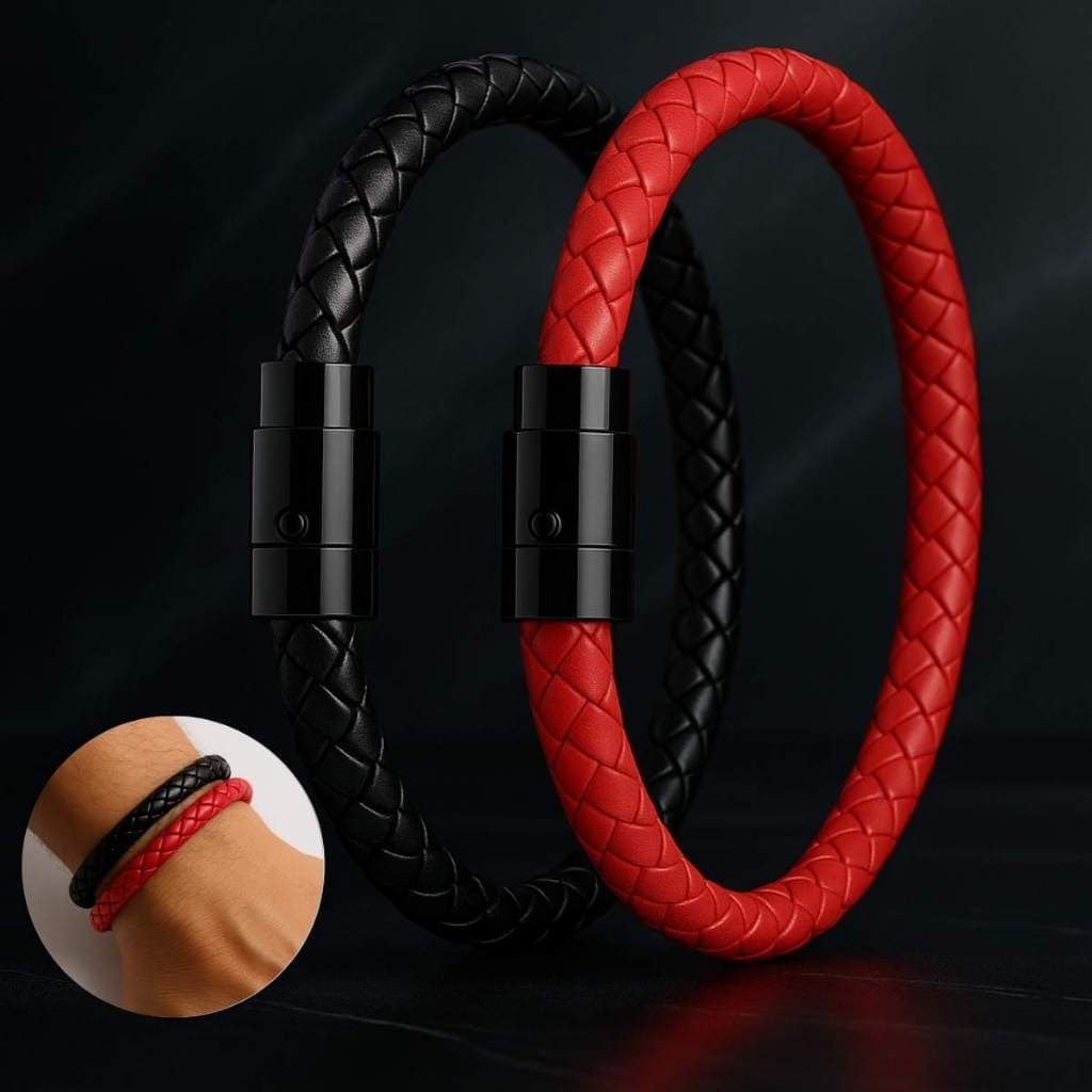 Pulseira trançada Fivela de Couro e Metal masculina presentes jóias acessórios corda