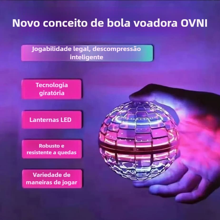 Drone Bola Voadora UFO de Indução – Volta Automática + LED (Diversão Explosiva!)