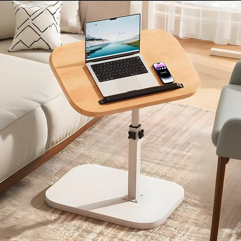 Mesa lateral moderna para sala de estar e quarto - Mesa de centro pequena de madeira com base e mesa lateral