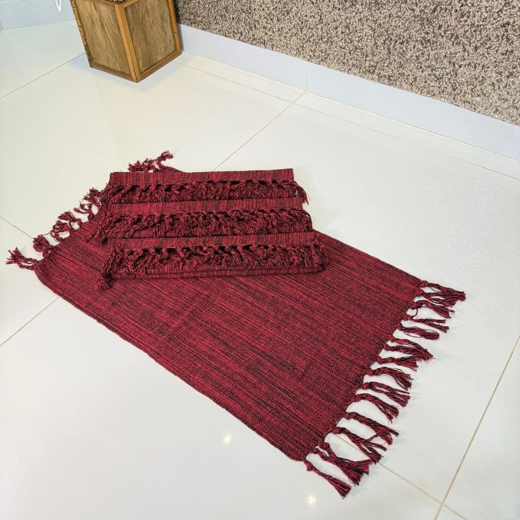 Kit Tapete 45x80cm com franjas - Algodão - 2 ou 4 Unidades