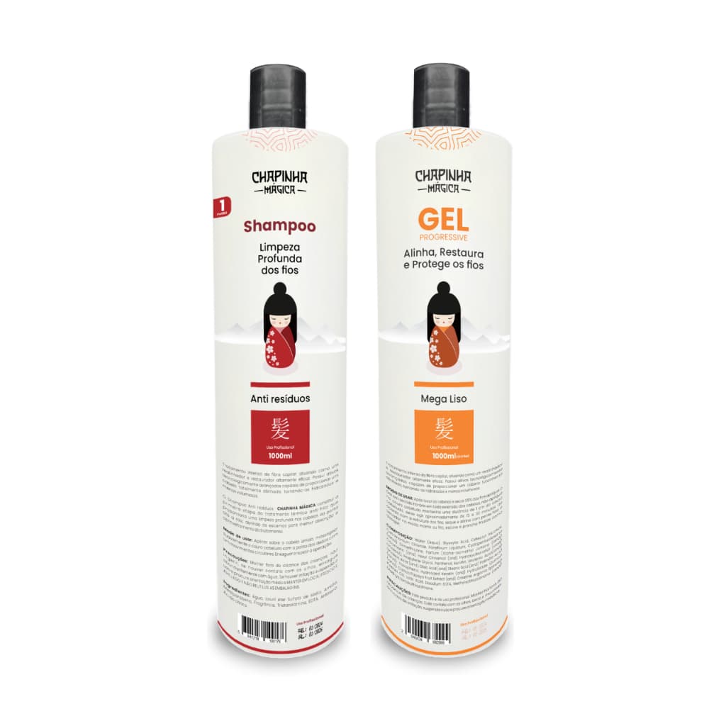 Kit Progressiva Chapinha Magica Mega Liso Profissional 1 Litro
