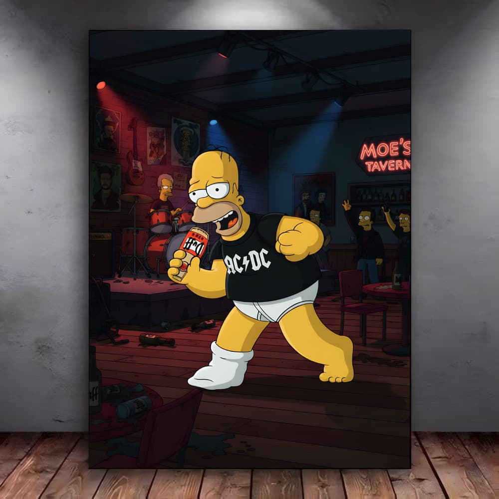 Quadro Decorativo Rock Os Simpsons MDF 3mm Adesivo Vinil Alta Resolução Placa Decorativa Rock