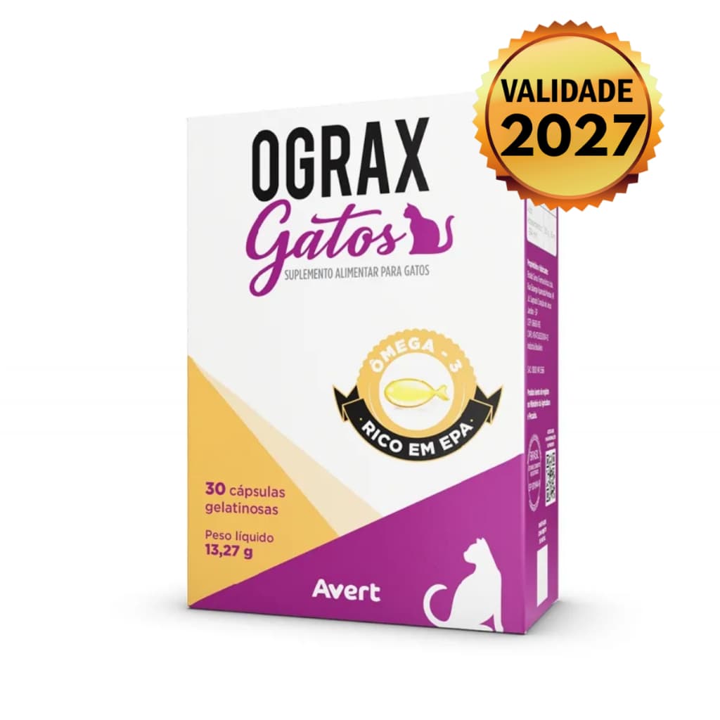 Ograx Gatos Suplemento Alimentar Para Gatos Ômega-3 30 Cápsulas - Avert