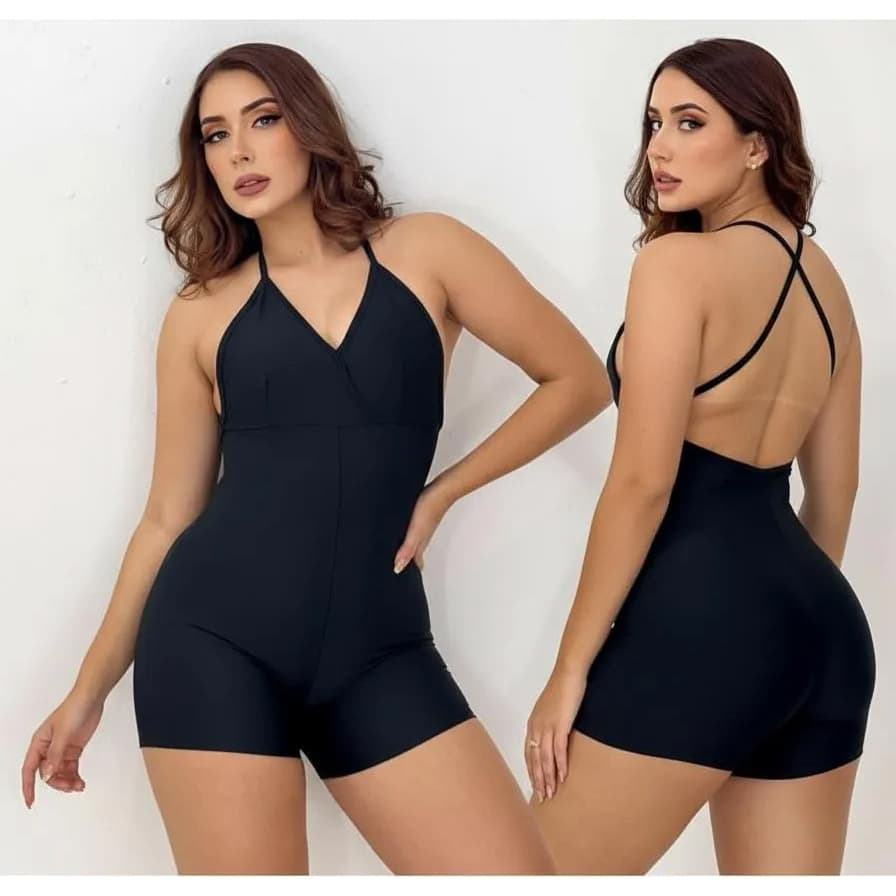 Macaquinho Academia Feminino Estampado Curto Moda Fitness empina bumbum macacão macaquito feminina