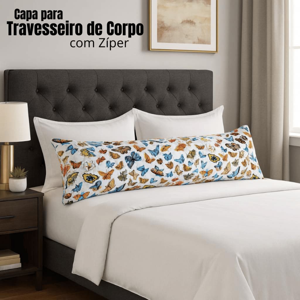 Capa Fronha Travesseiro de Corpo Xuxao com Zíper 100% Algodão Liso Malha Matelado 1,20m x 0,40m