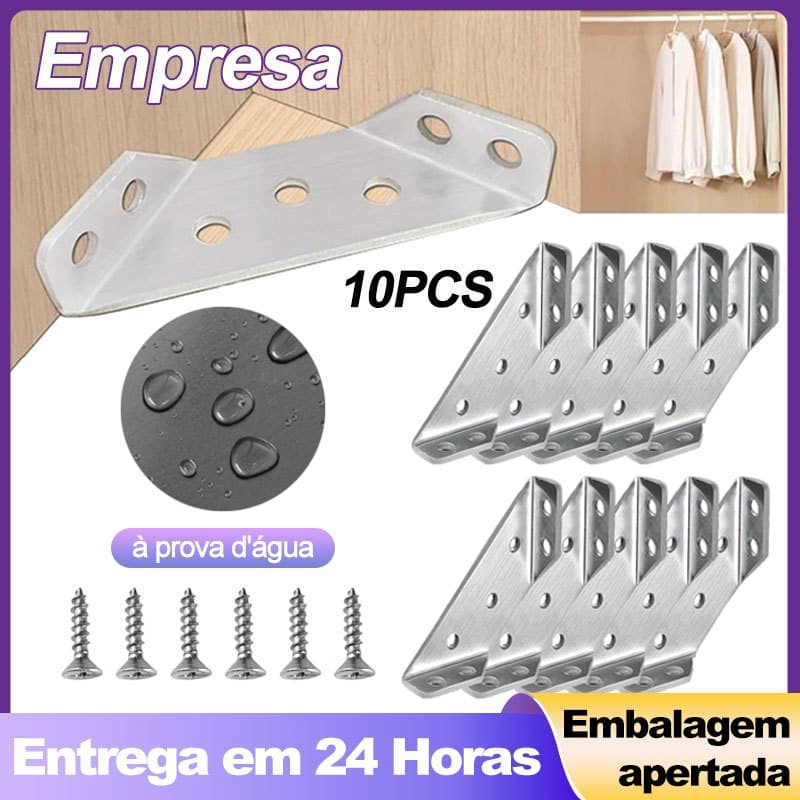 Kit 30/10 Conector Canto Aço Inoxidável Para Móveis Univers