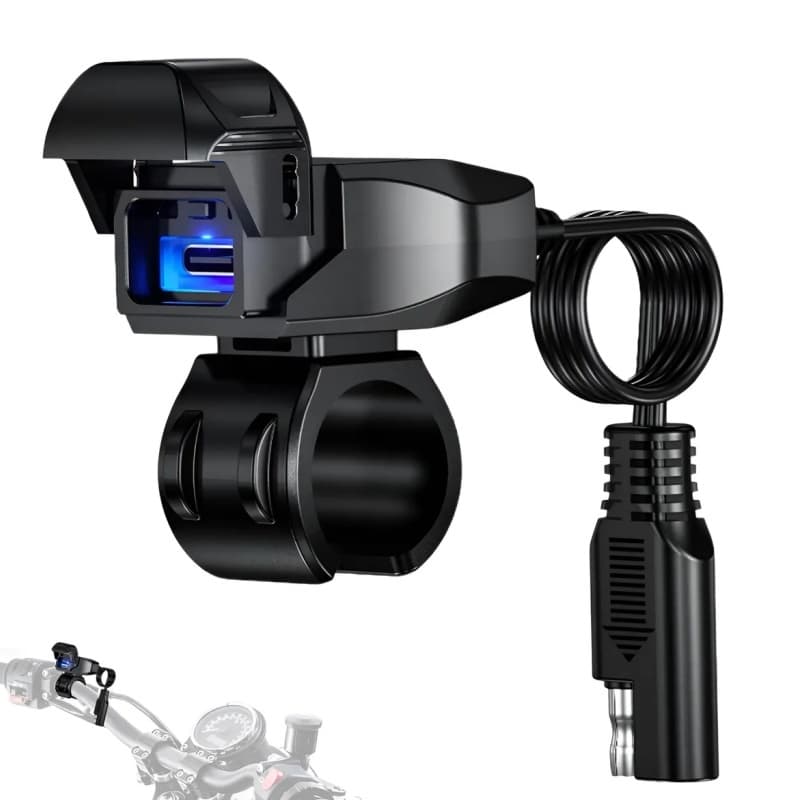 Carregador De Celular Turbo Para Moto Tomada Usb Qc3.0 Com SAE De 1,5 m