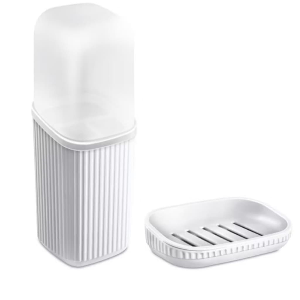 Kit 2 itens: Porta Escova e Saboneteira de Pia