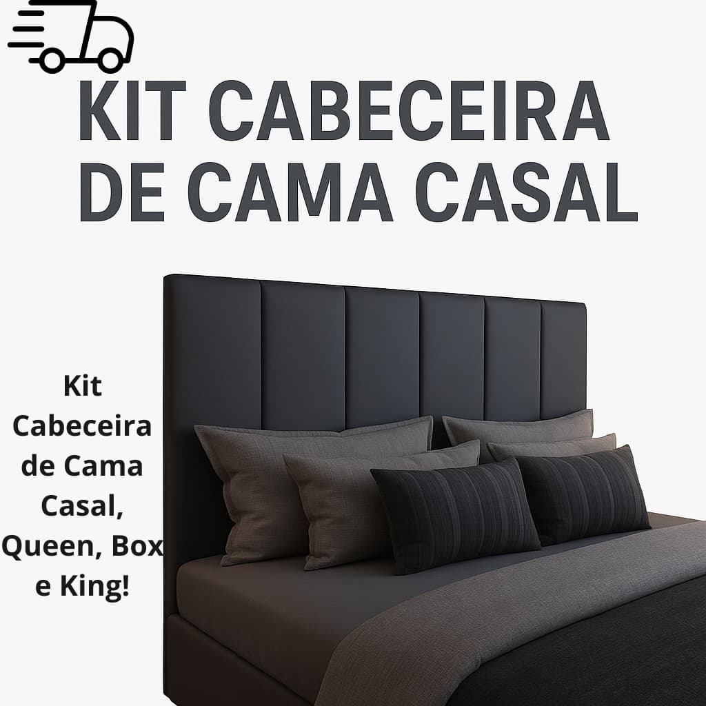 Cabeceira De Cama Casal Queen King Kit 7 Peças Premium 45x20 - Envio Imediato!