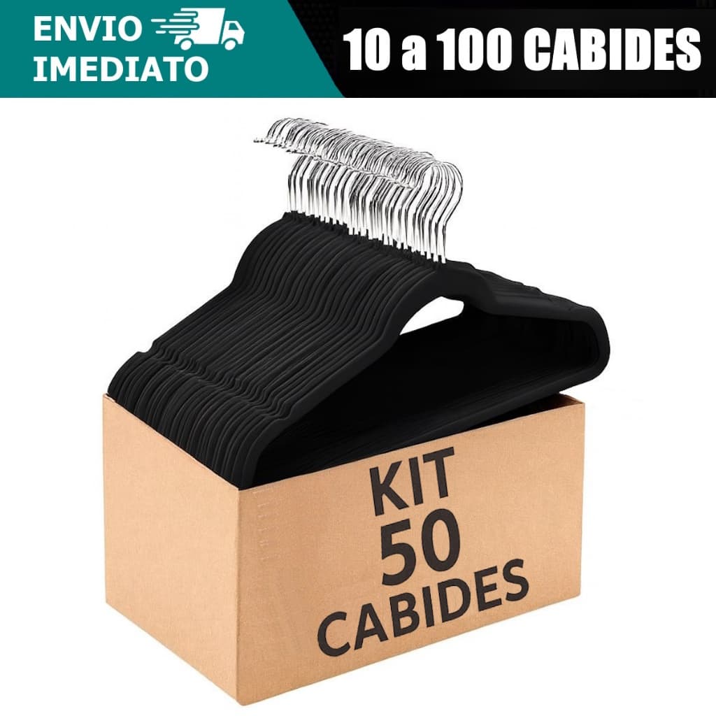 Cabides De Veludo Kits 10/50/100 Slim Preto Resistente Antideslizante Rotação 360° Ultrafino Moderno
