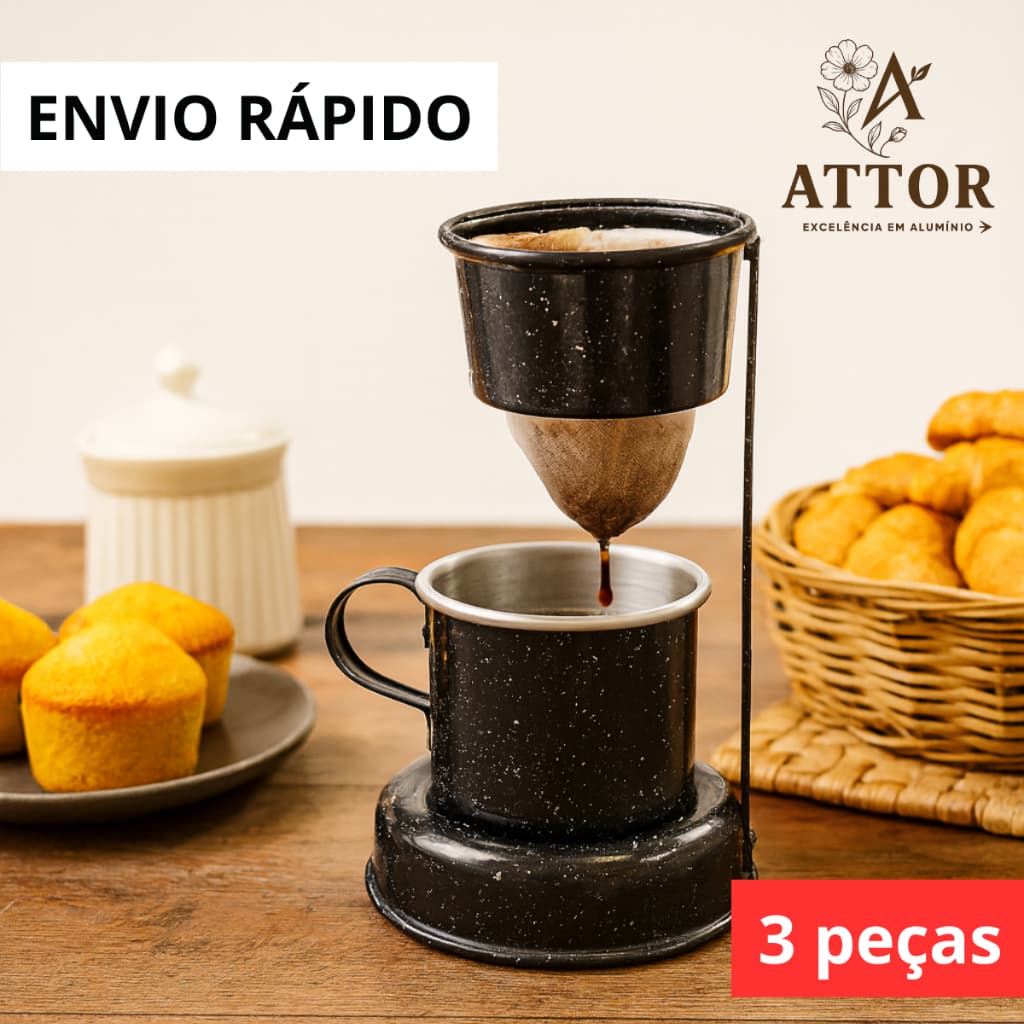 KIT MINI MANCEBO COM SUPORTE COADOR E XÍCARA 150ML COAR CAFÉ E CHÁ NO CANTINHO DO CAFÉ MARIQUINHA MANCEBINHO MINI COADOR