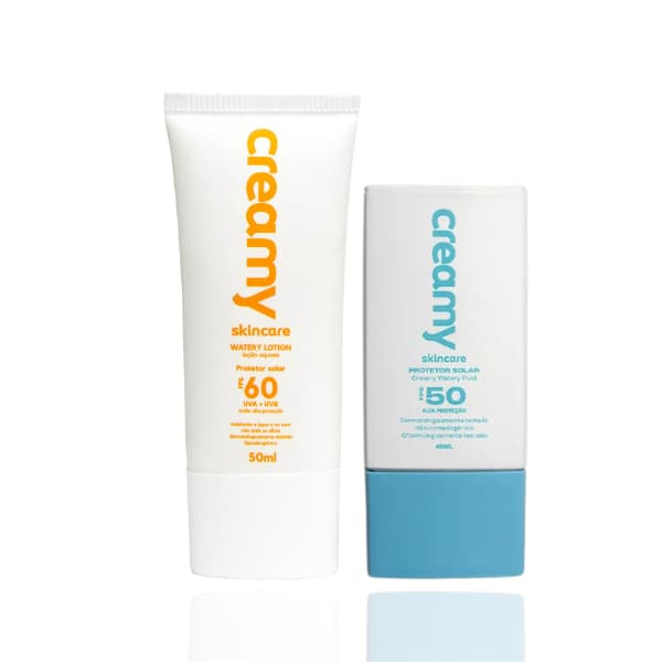 Protetor Solar Facial Creamy Skincare Watery Lotion FPS 60 ou Aqua Fluid FPS50